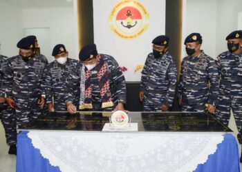 Pangkoarmada I Hadiri Penandatanganan Prasasti Pembangunan Stasion Bantu Kapal Selam Dan Sarpras Mess di Natuna