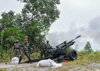 Pastikan Latihan Berjalan Aman, Danpasmar 1 Coba Meriam Howitzer 105