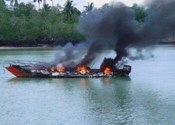 Usai Antarkan Pasien Rujukan Ke Batam Speedboat BPBD Terbakar
