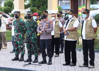 Polres Karimun bersama TNI dan Pemkab Karimun Gelar Apel Siaga Percepatan Penanganan Covid-19 Dan Percepatan Vaksinasi