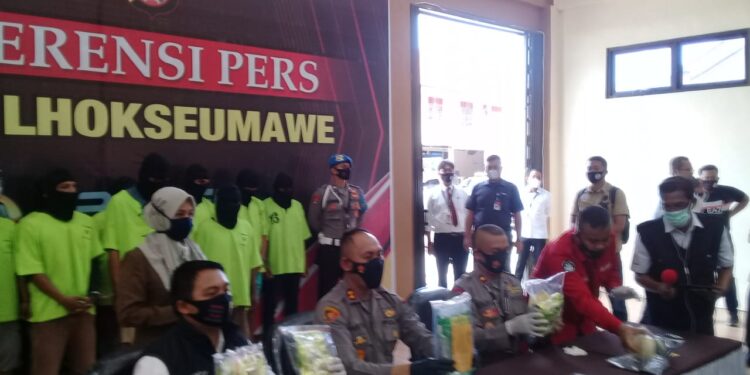 Polres Lhokseumawe Bongkar 4 Kasus Narkotika, Sepuluh Tersangka Diamankan