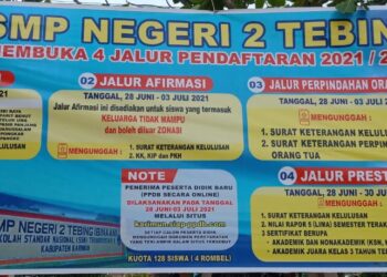 4 Jalur Pendaftaran, di SMP Negeri 2 Tebing