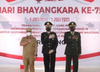 Puncak Hari Bhayangkara ke-75, Polres Lingga Gelar Upacara Secara Virtual