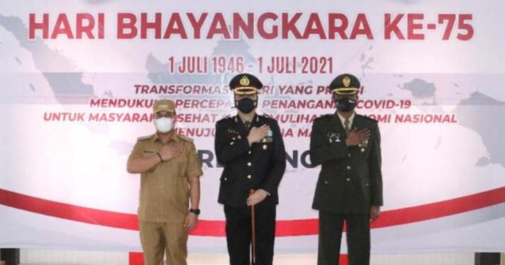 Puncak Hari Bhayangkara ke-75, Polres Lingga Gelar Upacara Secara Virtual