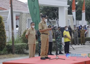 Bupati Asahan Pimpin Apel Penyemprotan Massal Atasi Penyebaran Virus Covid-19