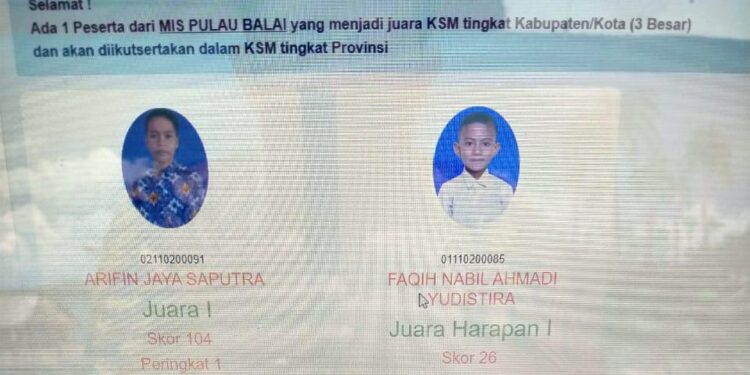 Mengharukan, Siswa MIS Pulau Balai Raih Prestasi pada Kompetisi Sains Madrasah Tingkat Kabupaten