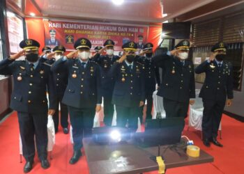 Lapas Kelas IIb Lhoksukon Ikuti Upacara Hari Dharma Karyadhika Ke-76 Secara Virtual