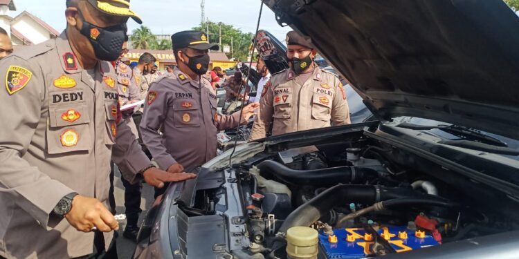 Polres Lhokseumawe Cek Kelengkapan Kendaraan Dinas Personel
