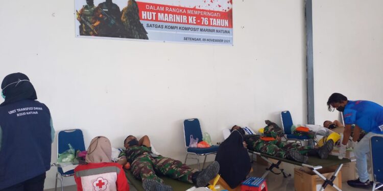 HUT Marinir ke 76, Lanal Ranai Donor Darah