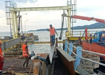 Proyek Pembangunan Rehabilitasi Dermaga Pelabuhan Roro Jagoh Terus Digesa