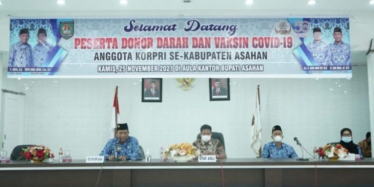 Pemkab Asahan Gelar Donor Darah Dan Vaksin covid -19 Bagi Anggota Korpri se-Kabupaten Asahan