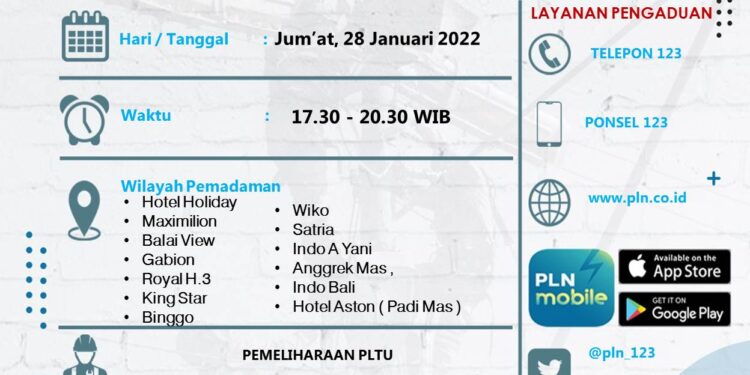 PLN Karimun Berlakukan Pemadaman Bergilir Hingga 31 Januari 2022, Ini Wilayahnya