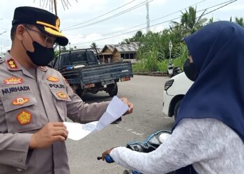 kapolsek Rohil Pantau Langsung Pelaksanaan Penyekatan