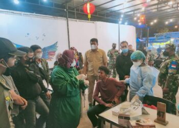 Antisipasi Penyebaran Covit-19 Polsek Percut Sei Tuan Bersama Unsur 3 Pilar Laksanakan PPKM Level – 1