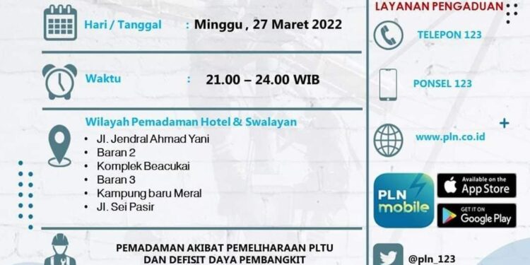 Pemadaman Listrik Terus Berlanjut Di Karimun,  Ini lokasinya