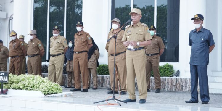 Setelah Libur Hari Raya Idul Fitri 1443 H, Bupati Asahan Pimpin Apel Hari Pertama Masuk Kerja