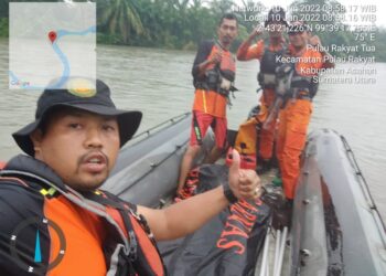 Tim BASARNAS Berhasil Temukan Penceng Yang Hanyut di Sungai Asahan