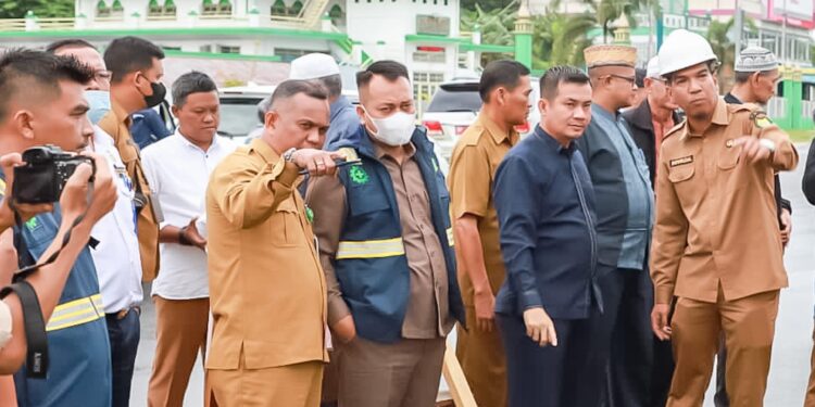 Bupati Lingga Pantau Langsung Lokasi Pelebaran Jalan di Dabo Singkep