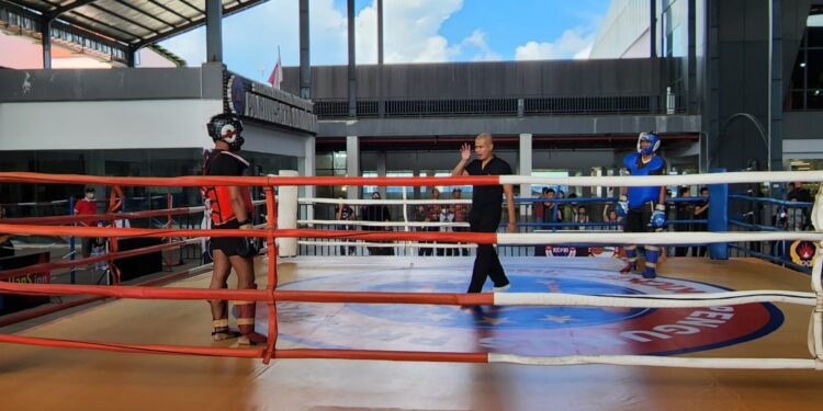 Komandan Puslatpurmar 9 Dabo Singkep Tinjau Kesiapan Atlit Kickboxing Lingga