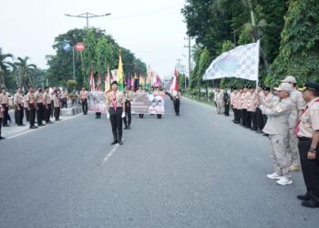 Bupati Asahan Lepas Kirab Tangkal Napza Kwarda Gerakan Pramuka Sumut Tahun 2022