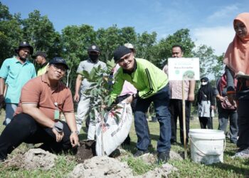 Dinas LH bersama BPJS Ketenaga Kerjaan Tanam Pohon di Lokasi Hutan Kota