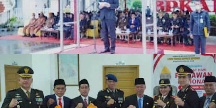 Dibawah Curah Hujan Pemkab Rohil Tetap Gelar Upacara Peringatan Hari Pahlawan Tahun 2022