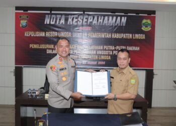 Polres Lingga dan Pemda  Lakukan Penandatanganan Nota Kesepahaman Binlat Polri T.A 2024