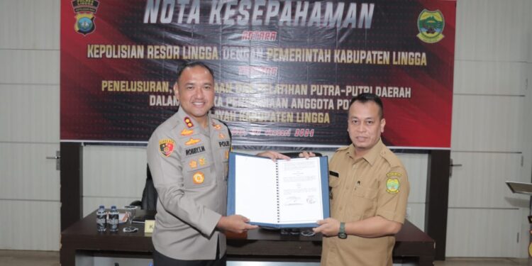 Polres Lingga dan Pemda Lakukan Penandatanganan Nota Kesepahaman Binlat Polri T.A 2024