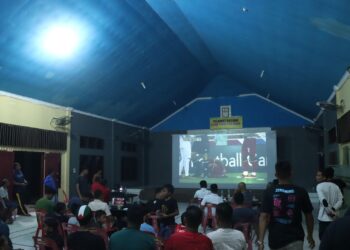 Masyarakat Antusias Nobar Semi Final Piala AFC U-23 di Mapolres Aceh Singkil