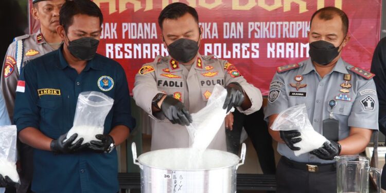 Polres Karimun Musnahkan 1.648,2 Gram Sabu, 724 Pil Ekstasi dan 50 Butir Psikotropika
