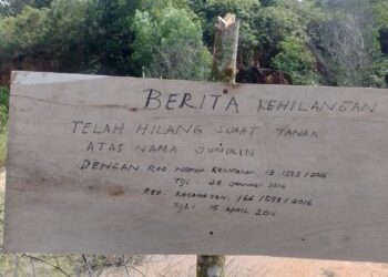 Pengumuman : Berita Kehilangan Surat Tanah Sporadik Milik Jumikin