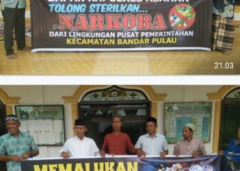Warga Desa Gonting Malaha Pasang Spanduk Minta APH Tangkap Bandar Narkoba