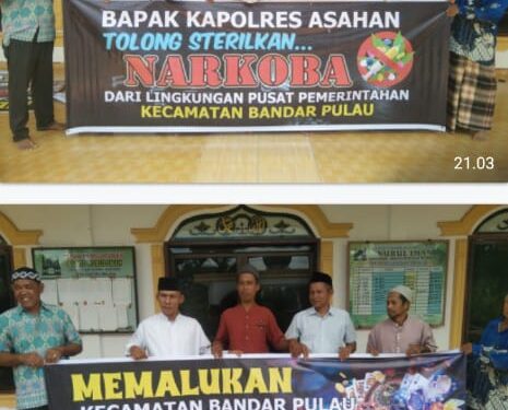 Warga Desa Gonting Malaha Pasang Spanduk Minta APH Tangkap Bandar Narkoba