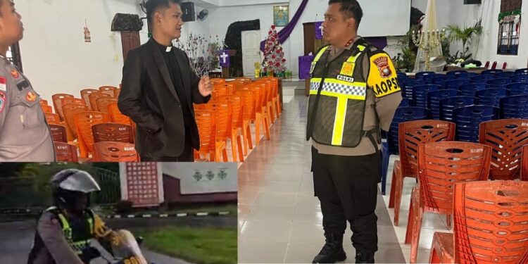 Kapolres Natuna Pantau Langsung Keamanan Ibadah, Datangi Gereja HKBP dengan Sepeda Motor Dinas