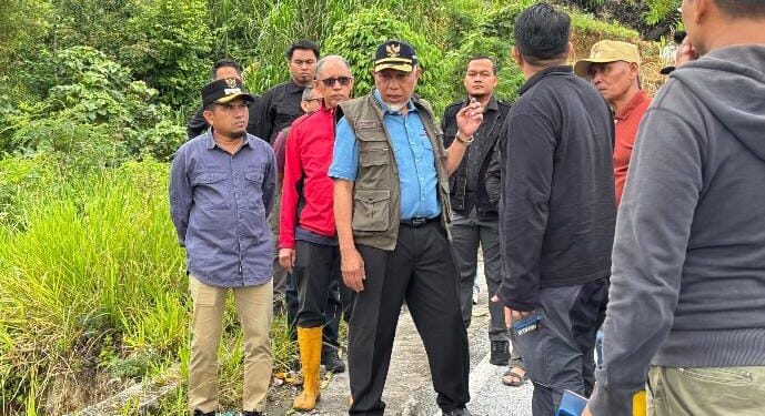 Gubernur Sumbar Tinjau Jalan Provinsi Amblas di Koto Gaek Guguak