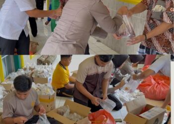 Jumat Berkah Penuh Kepedulian, Polres Natuna Berbagi 500 Paket Makan di Masjid Al-Jamik Ranai