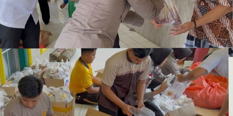 Jumat Berkah Penuh Kepedulian, Polres Natuna Berbagi 500 Paket Makan di Masjid Al-Jamik Ranai