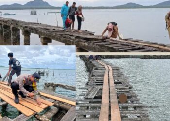 Jembatan Sirotul Mustakin Diperbaiki Polisi, Wujud Nyata Kepedulian untuk Guru dan Nelayan Perbatasan di Natuna