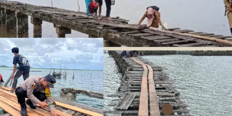 Jembatan Sirotul Mustakin Diperbaiki Polisi, Wujud Nyata Kepedulian untuk Guru dan Nelayan Perbatasan di Natuna