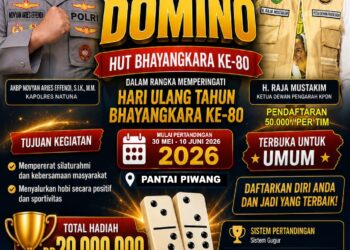 Semarak HUT Bhayangkara ke-80, Polres Natuna dan KPDN Gelar Open Tournament Domino Berhadiah Puluhan Juta
