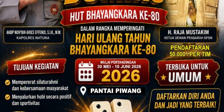 Semarak HUT Bhayangkara ke-80, Polres Natuna dan KPDN Gelar Open Tournament Domino Berhadiah Puluhan Juta