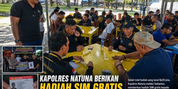 Kapolres Natuna Berikan Hadiah SIM Gratis untuk Juara Utama Open Turnamen Domino HUT Bhayangkara ke-80