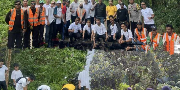 Polsek Singkep Barat Bersama Kejari Lingga, Forkopimcam dan Masyarakat Gelar Gotong Royong Jumat Bersih