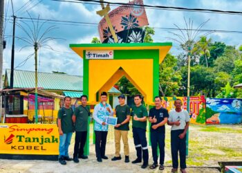 PT TIMAH Dukung Pembangunan Gerbang Tanjak, Perkuat Identitas Budaya Melayu di Desa Sawang Laut 