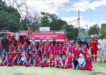 Belajar Keselamatan Penuh Keseruan, Puluhan Siswa TK Ikuti Edukasi Kebakaran dari PT TIMAH