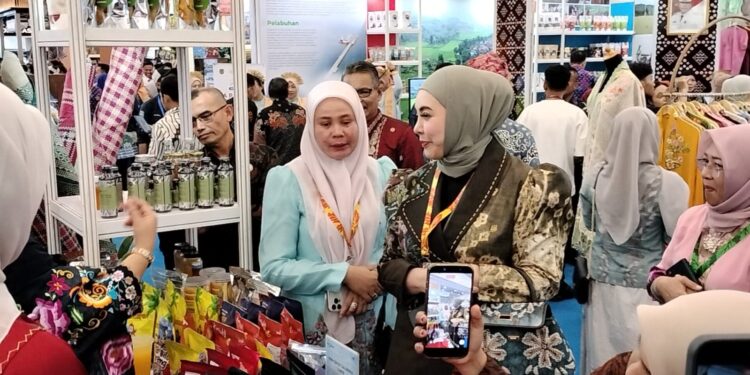 Produk UMKM Solok Laris di APKASI Otonomi Expo 2026, Ketua TP PKK Tanah Laut Borong Rendang hingga Tikar Pandan