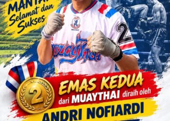 Muaythai Kota Solok Koleksi 8 Medali, Andri Nofriadi Persembahkan Emas Kelas 57 Kg